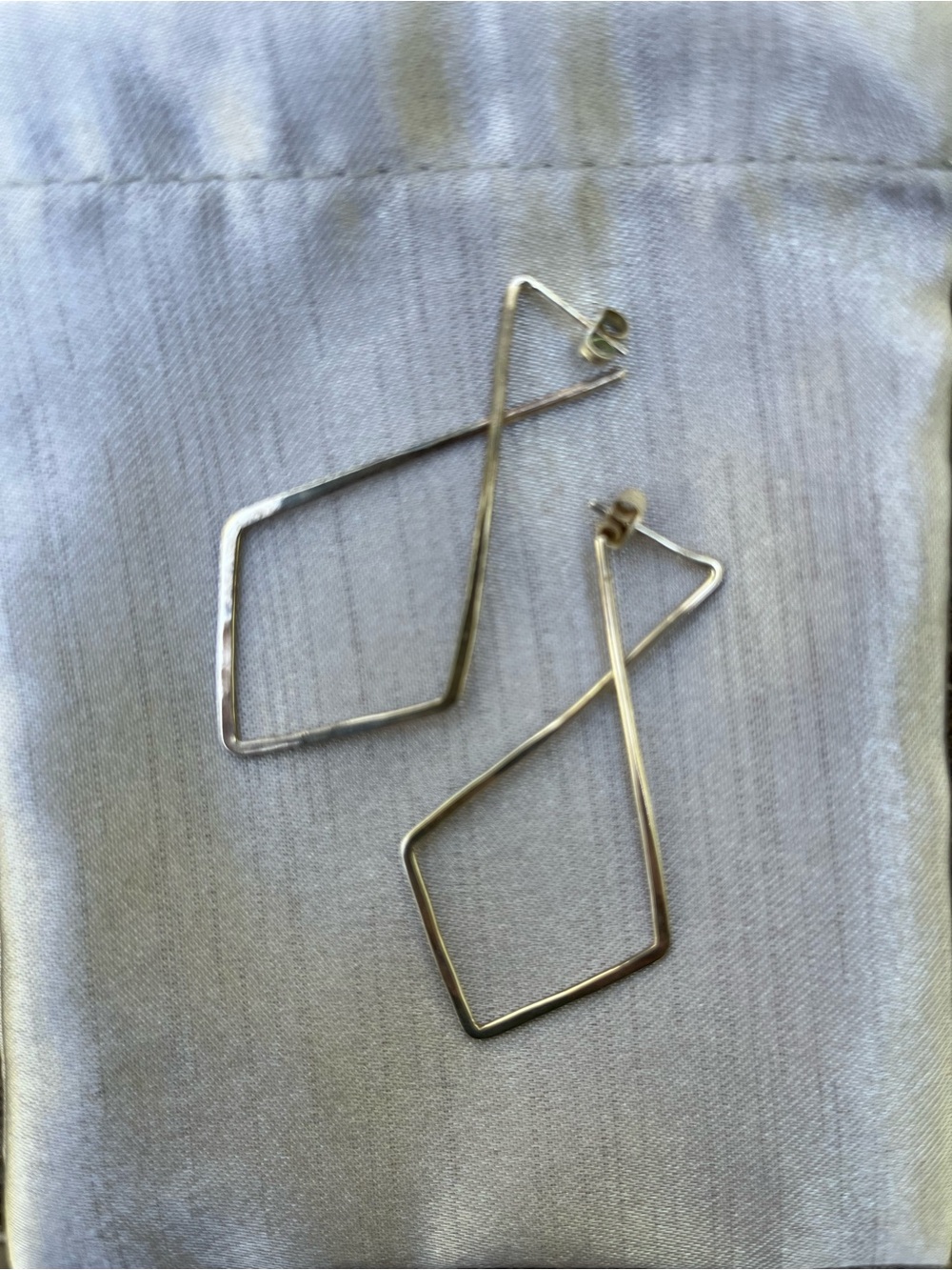 Contemporary Silver Open Diamond Hoop Earrings
